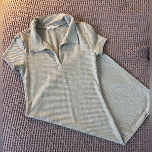 Gray Ribbed Polo Dress